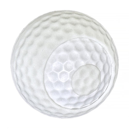 Bogey Man realistic white golf ball close up