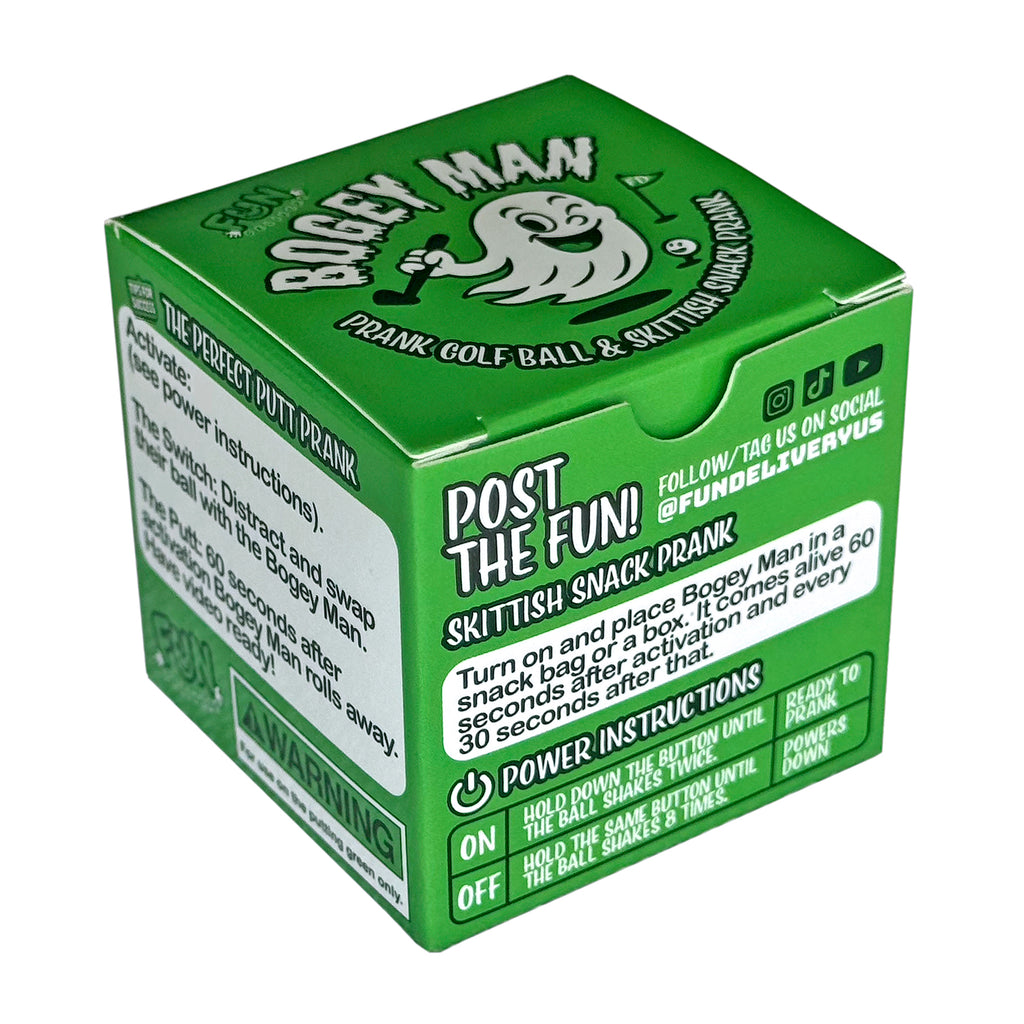 Bogey Man prank golf ball packaging side panel