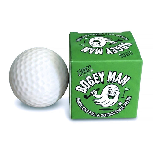 Bogey Man moving prank golf ball with retail box