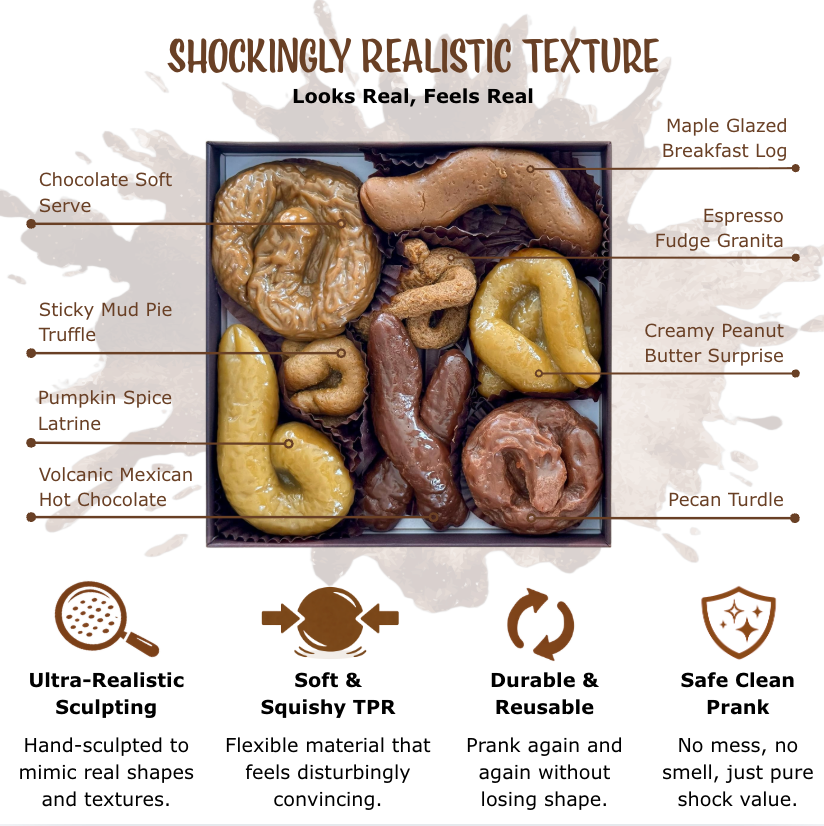 fake box of chocolates that is actually 8 fake turds