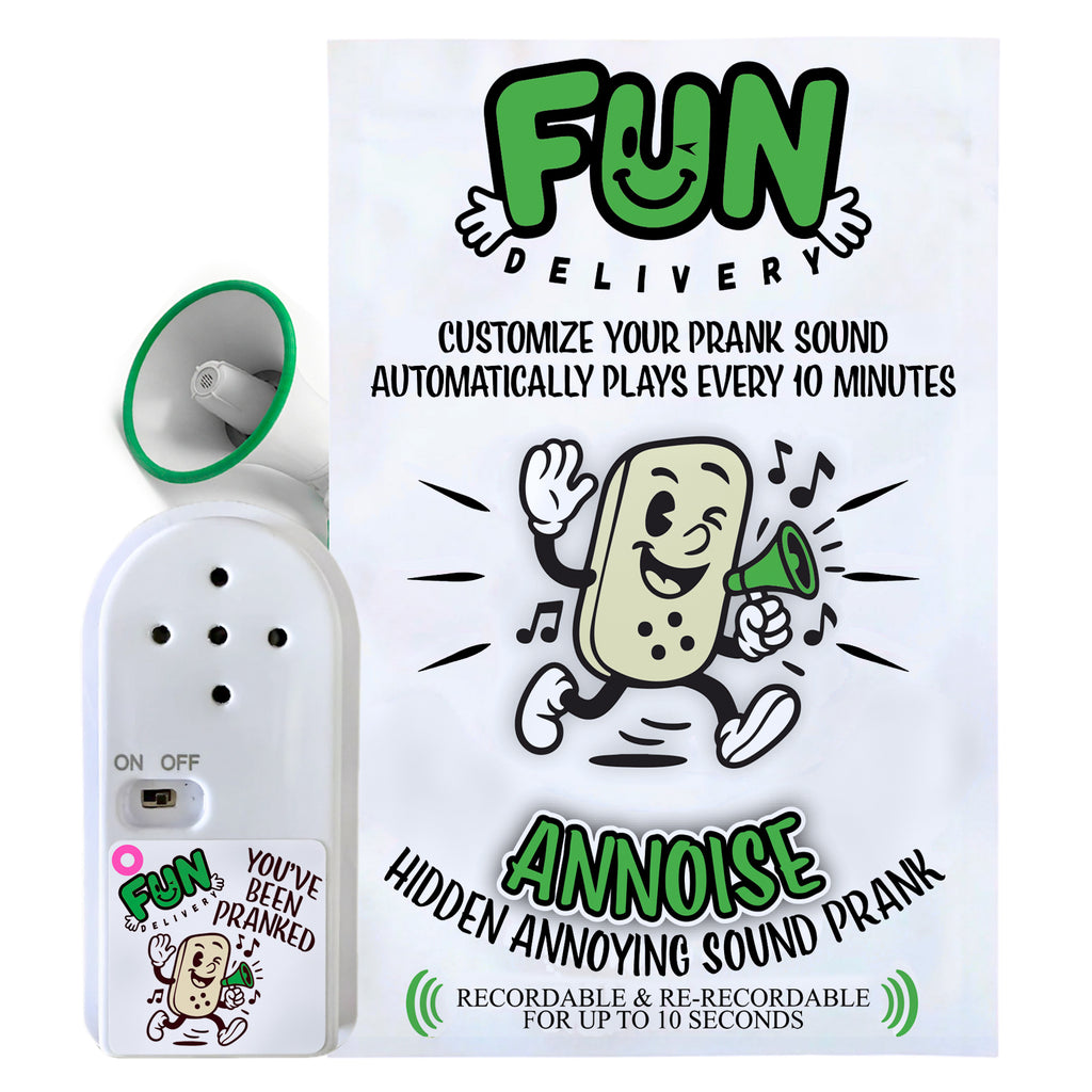 Annoise recordable hidden sound prank device graphic