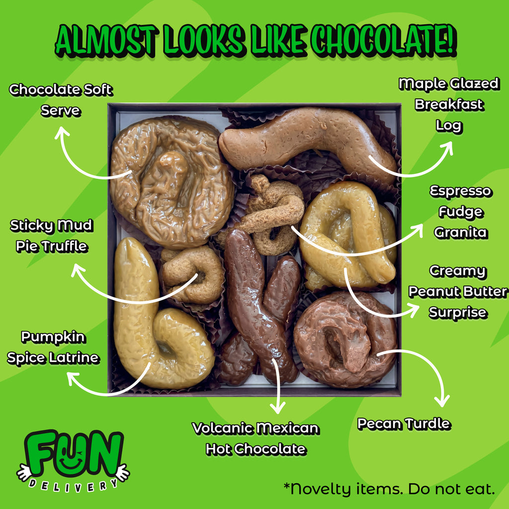 Casa de CacaO Funny Adult Prank Chocolate Box Gag Gift, 8 Squishy Fake Poop