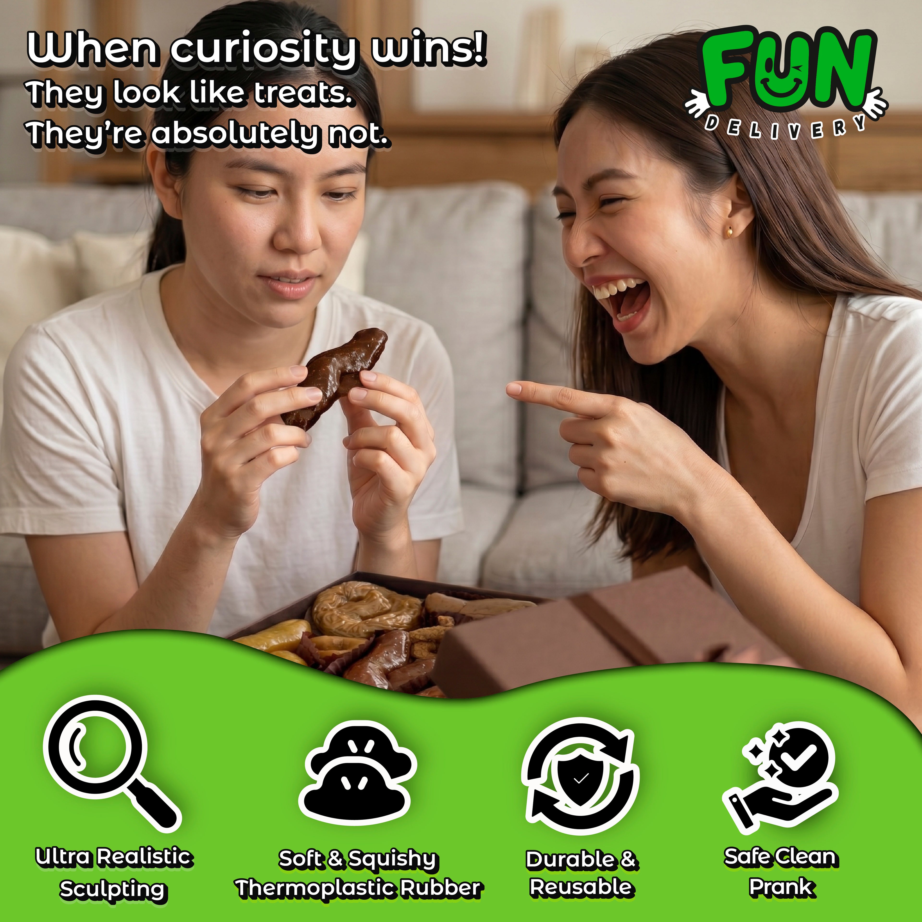 Casa de CacaO Funny Adult Prank Chocolate Box Gag Gift, 8 Squishy Fake Poop