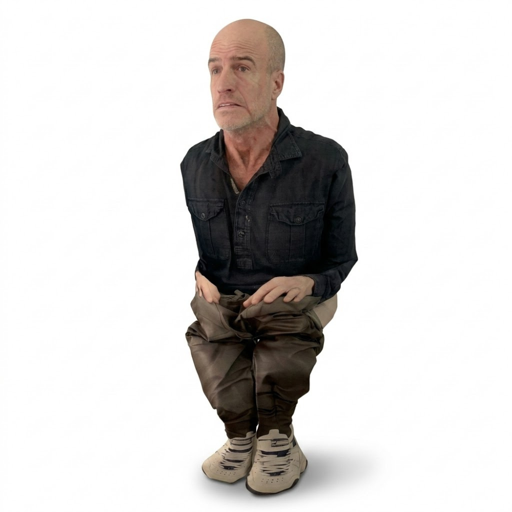 Inflatable Squatting Andy prank dummy jump scare