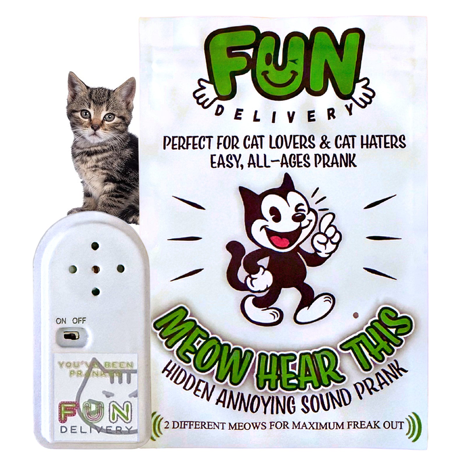 Meow Hear This cat prank joke gag hidden sound