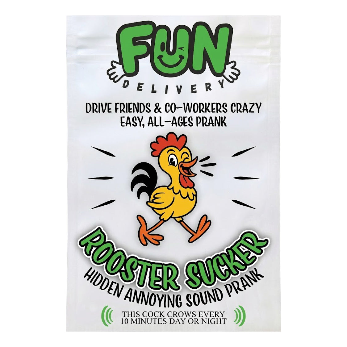 Rooster Sucker rooster sound prank retail packaging