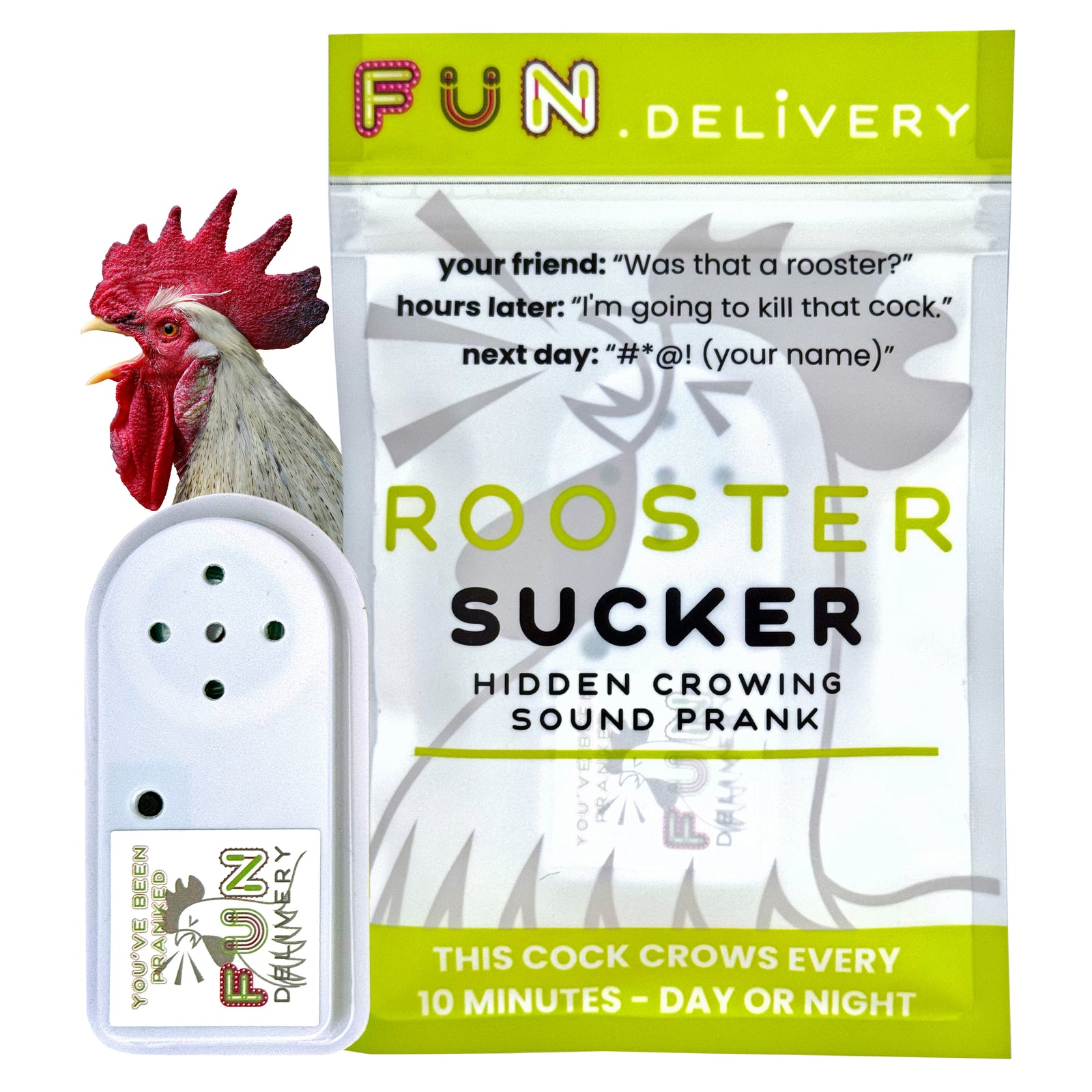 Rooster Sucker: Sound Prank for Hidden Crowing Joke Gag