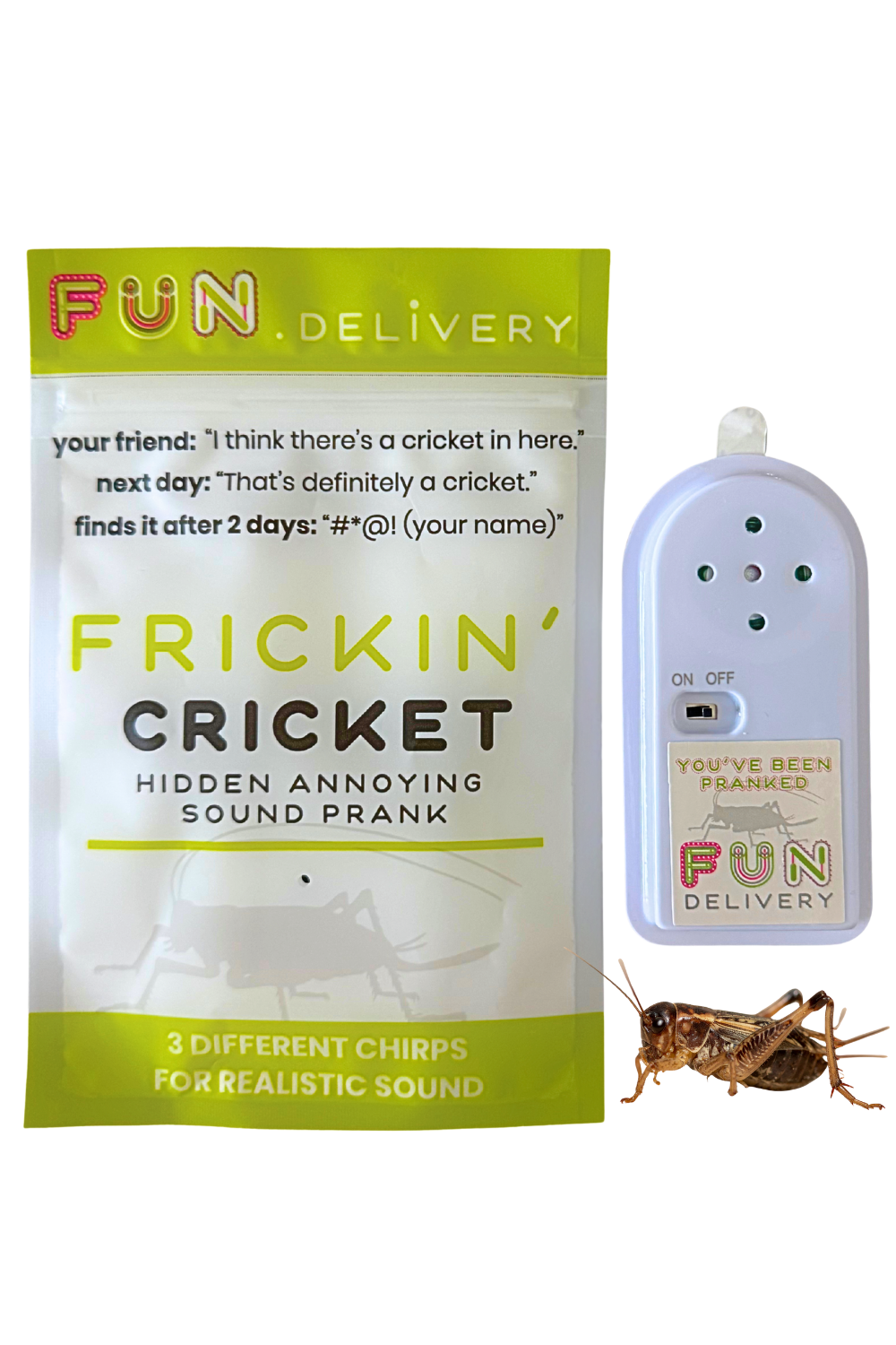 Frickin' Cricket is the office prank for coworkers family friends to annoy joke gag
