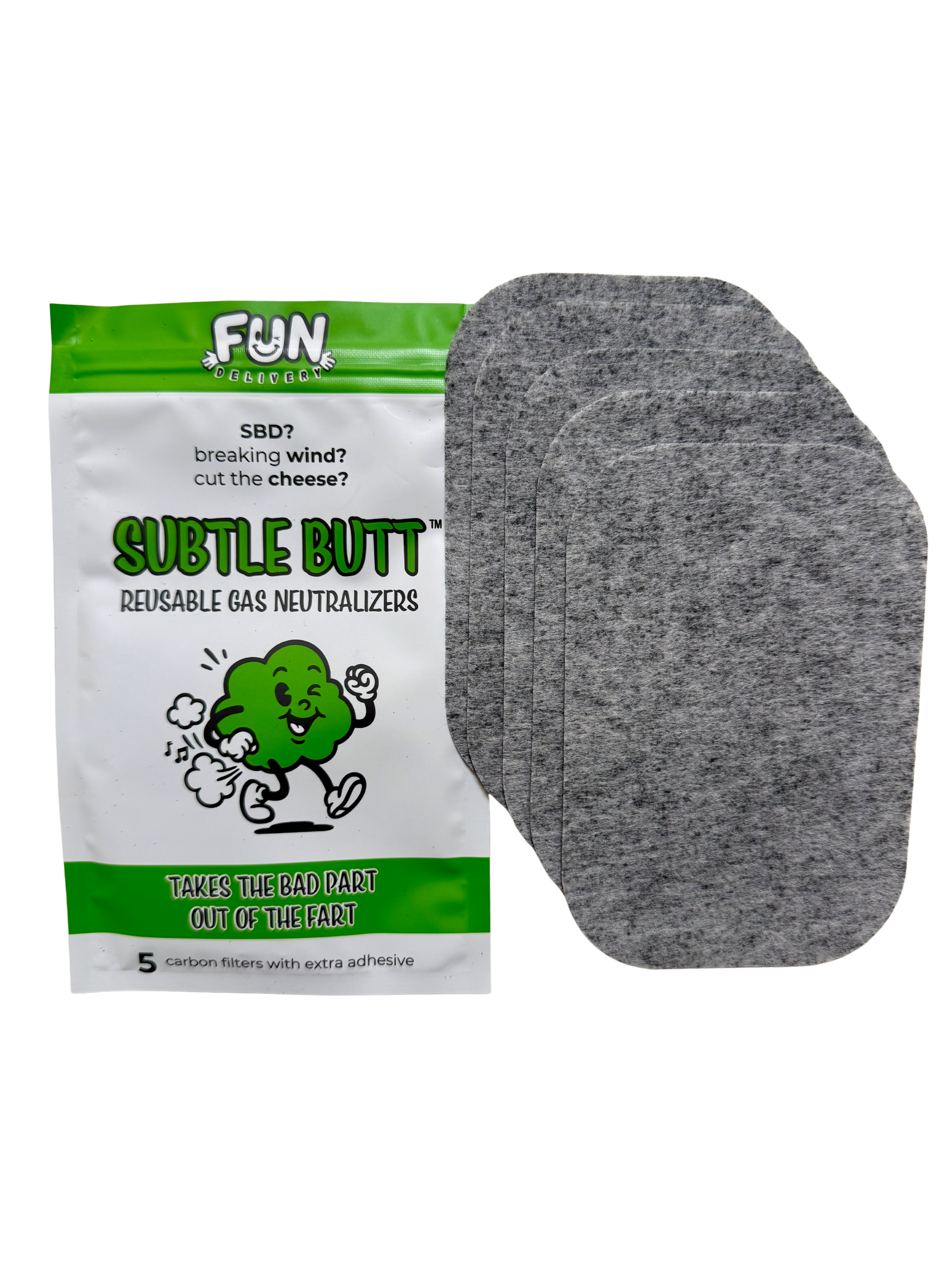 Subtle Butt reusable gas neutralizer pads packaging