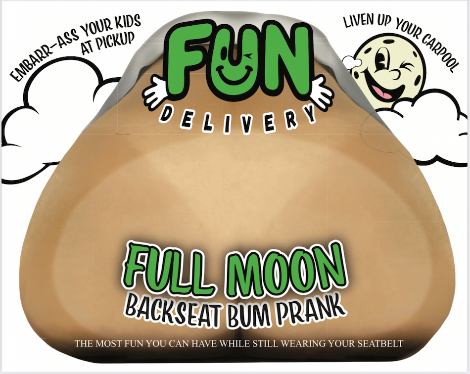 Full Moon Car Window Cling: Backseat Bum Prank, Static Decal