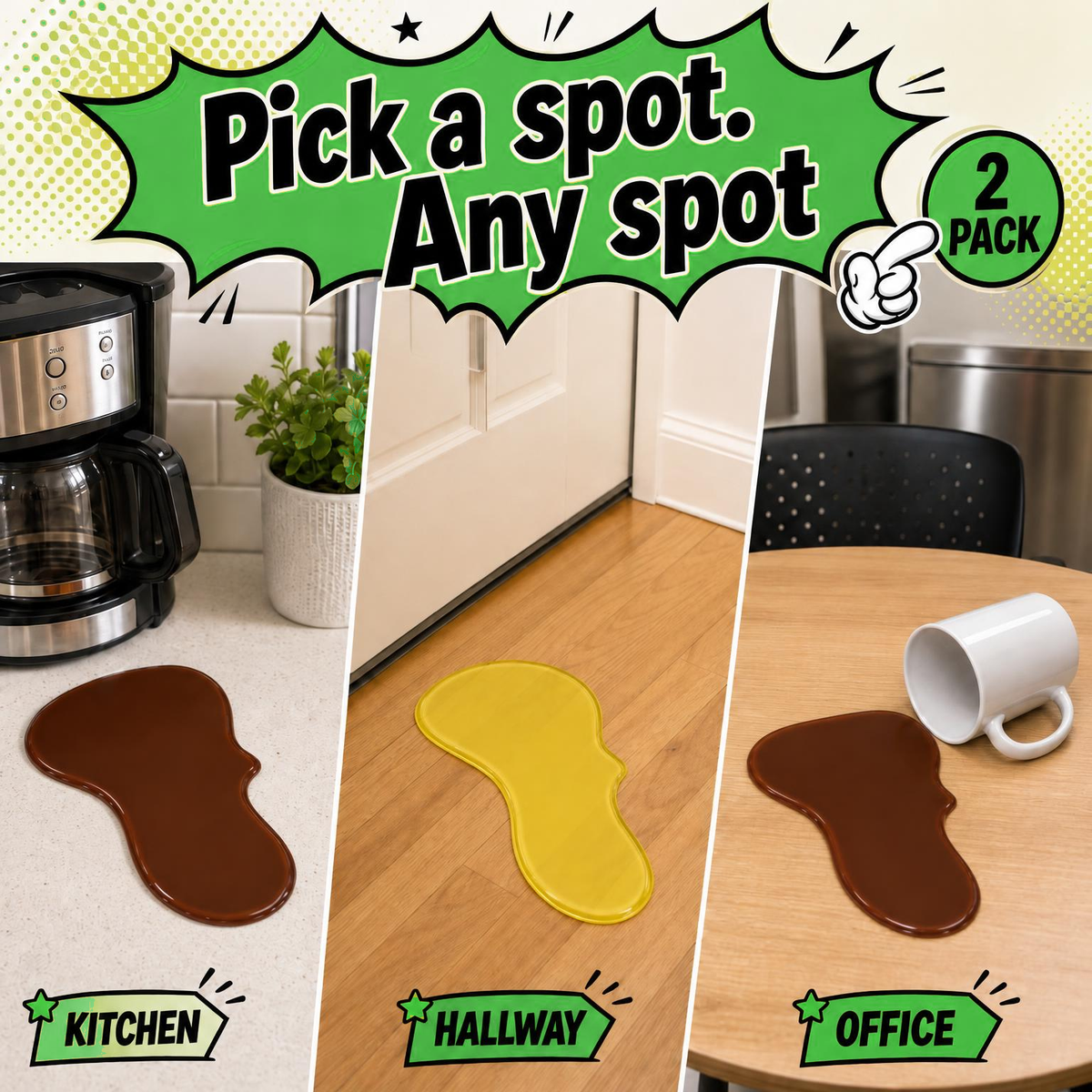 Spoof Spills 2-pack fake puddles for harmless pranks