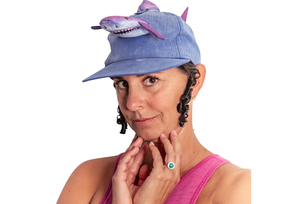 Woman wearing fake hair accessory