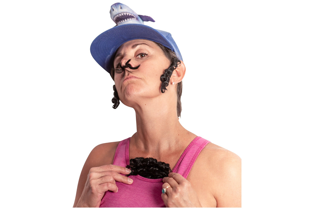 Woman modeling fake ear hair accessory