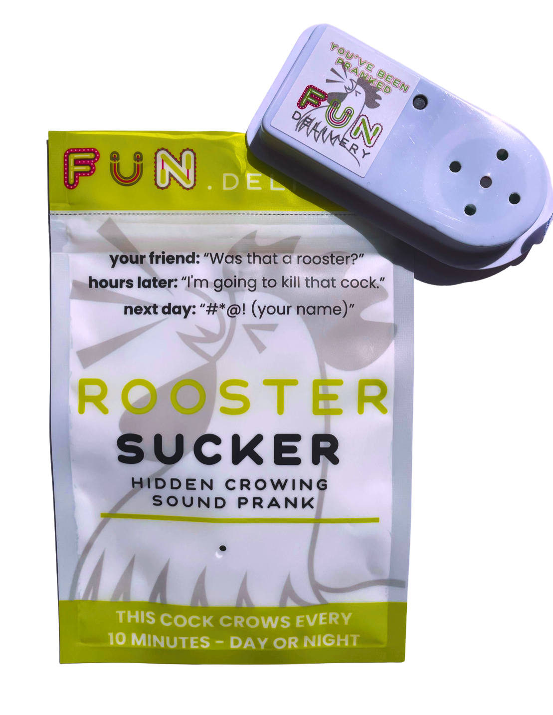 Rooster Sucker: Sound Prank for Hidden Crowing Joke Gag