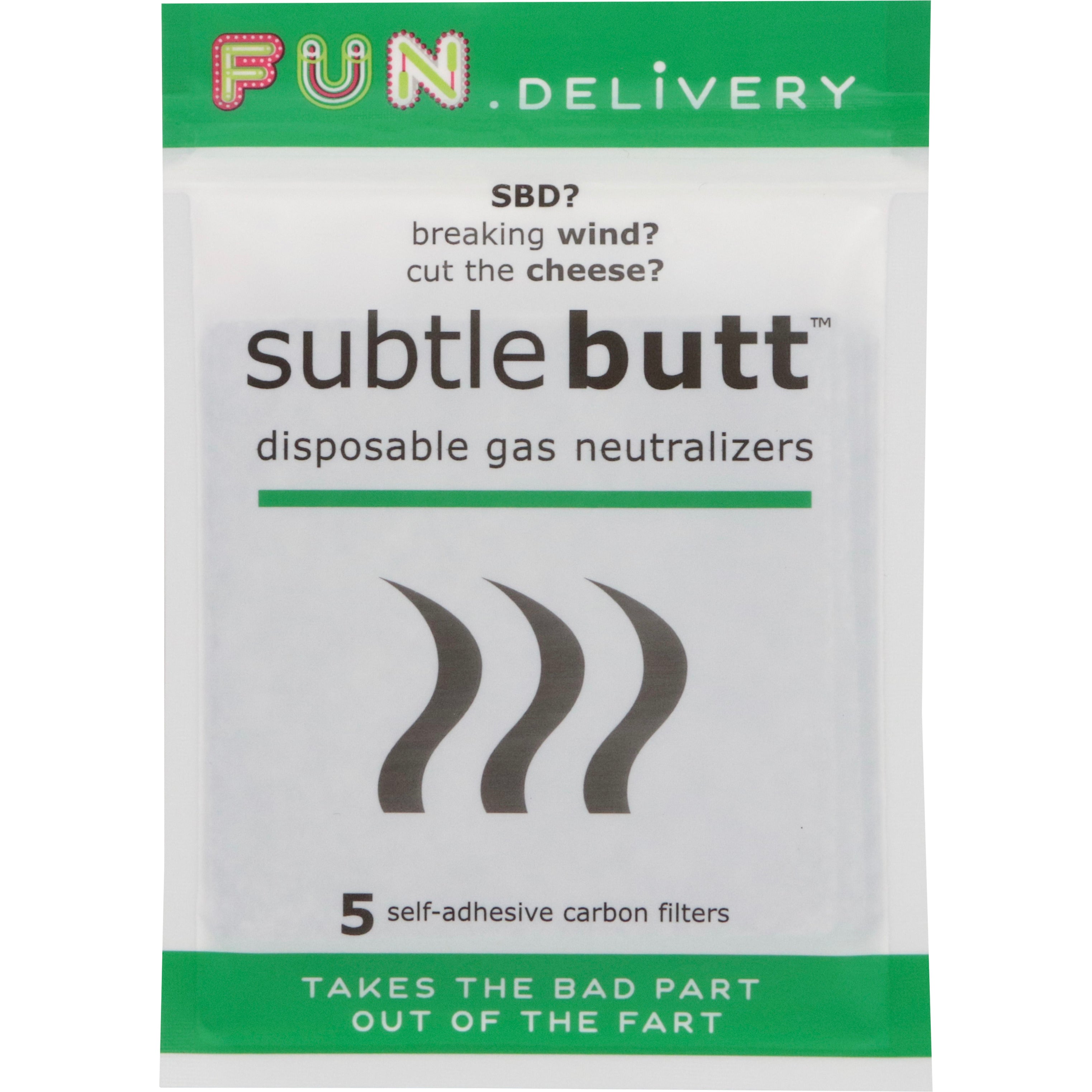 Subtle Butt disposable odor filter front packaging