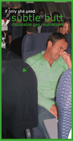 Reaction scene before using Subtle Butt disposable gas neutralizer