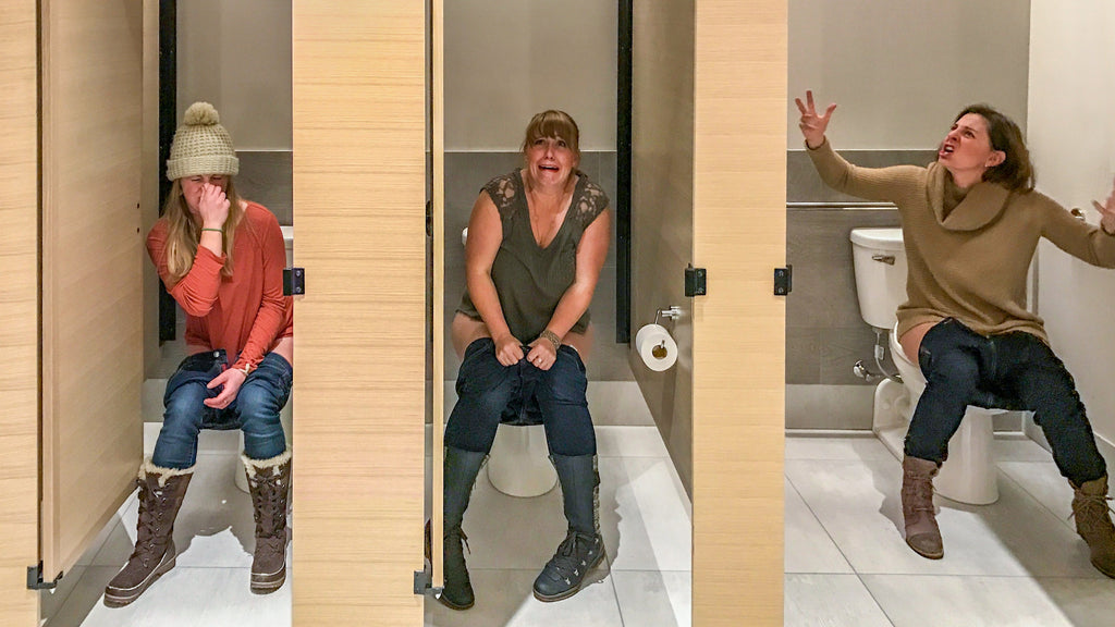 Reaction scene before using Subtle Bowl toilet odor neutralizer